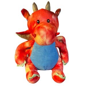 Walgreens Large Huggable Stuffed Dragon Plush Toy Wings Red Tie Dye 18" Fantasy